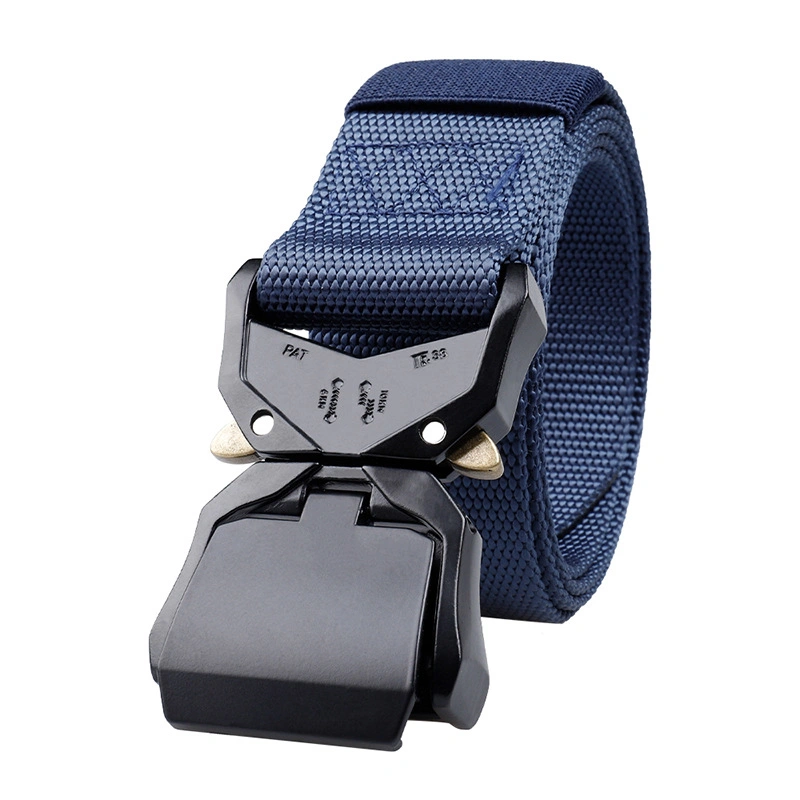 New Zinc Alloy Buckle Tactical Belt Quick Release Snake Buckle Outdoor Belt Wear-Resistant and Durable Nylon Belt