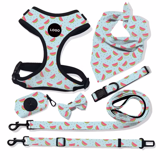 Conjunto tático de arnês e trela para cães com logotipo personalizado, malha de nylon, cinto para cães, sublimação personalizada, suprimentos para animais de estimação, fabricação de acessórios para animais de estimação